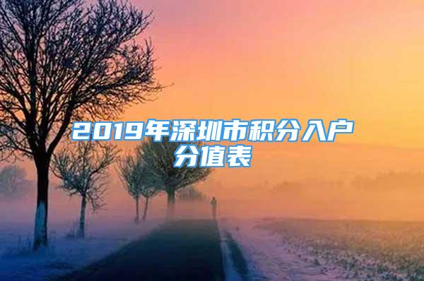 2019年深圳市積分入戶分值表