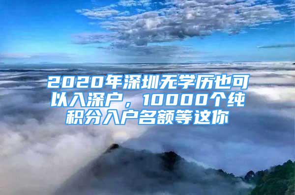 2020年深圳無學(xué)歷也可以入深戶，10000個純積分入戶名額等這你