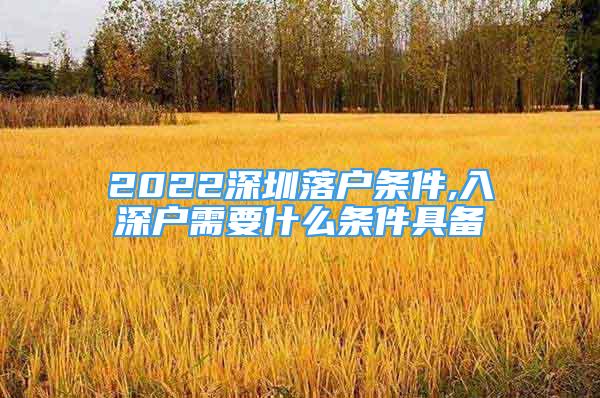 2022深圳落戶條件,入深戶需要什么條件具備