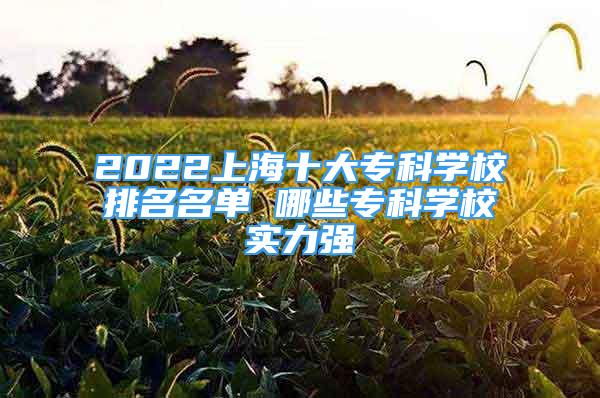 2022上海十大?？茖W校排名名單 哪些?？茖W校實力強