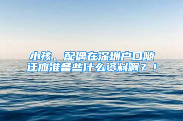 小孩、配偶在深圳戶口隨遷應(yīng)準(zhǔn)備些什么資料?。?！