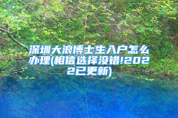 深圳大浪博士生入戶怎么辦理(相信選擇沒錯(cuò)!2022已更新)