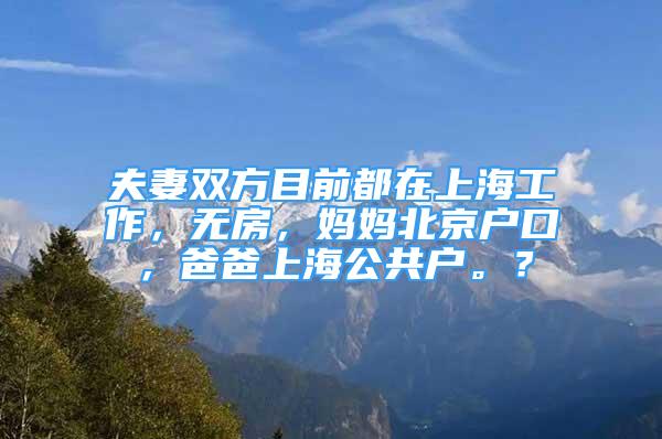 夫妻雙方目前都在上海工作，無房，媽媽北京戶口，爸爸上海公共戶。？