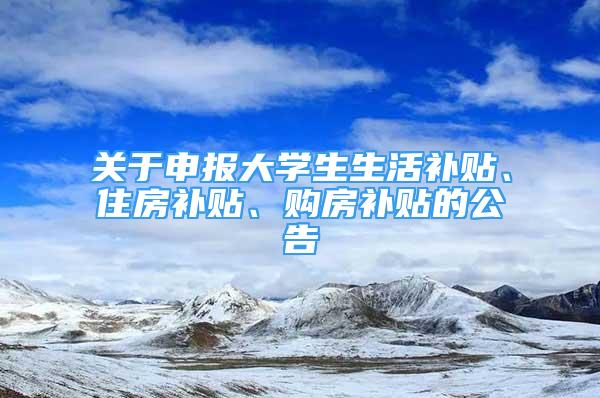 關(guān)于申報大學生生活補貼、住房補貼、購房補貼的公告