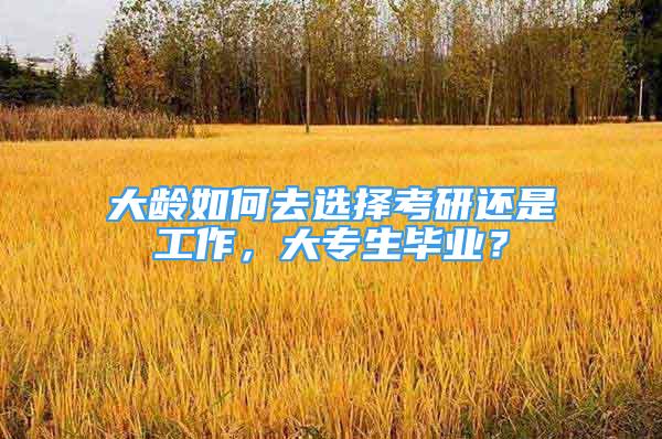 大齡如何去選擇考研還是工作，大專生畢業(yè)？