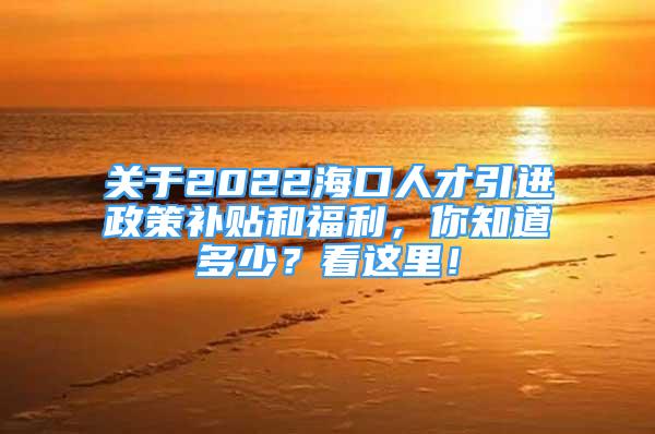 關(guān)于2022海口人才引進(jìn)政策補貼和福利，你知道多少？看這里！