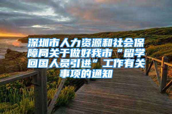 深圳市人力資源和社會(huì)保障局關(guān)于做好我市“留學(xué)回國人員引進(jìn)”工作有關(guān)事項(xiàng)的通知