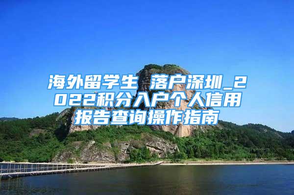 海外留學(xué)生 落戶深圳_2022積分入戶個(gè)人信用報(bào)告查詢操作指南