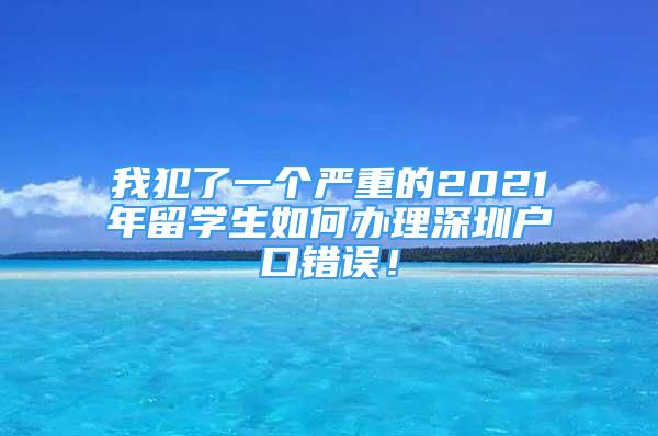 我犯了一個嚴重的2021年留學生如何辦理深圳戶口錯誤！