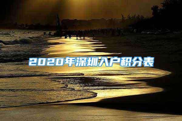 2020年深圳入戶積分表