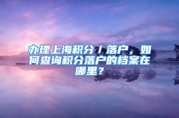 辦理上海積分／落戶，如何查詢積分落戶的檔案在哪里？