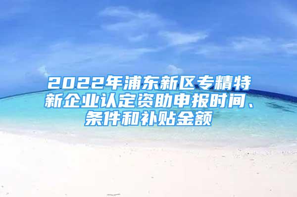 2022年浦東新區(qū)專精特新企業(yè)認定資助申報時間、條件和補貼金額