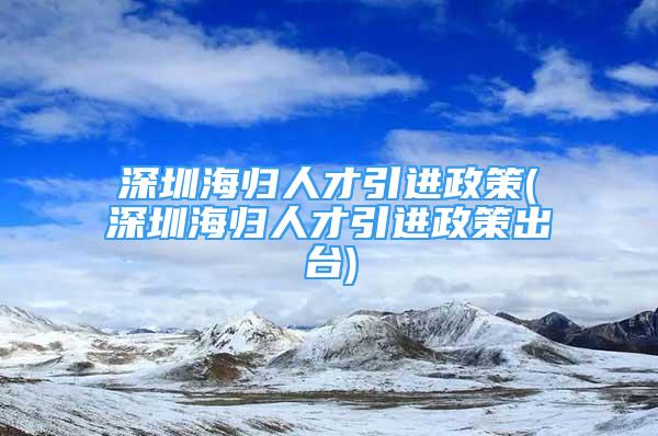 深圳海歸人才引進(jìn)政策(深圳海歸人才引進(jìn)政策出臺(tái))