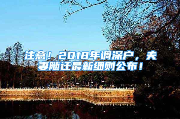 注意！2018年調(diào)深戶，夫妻隨遷最新細(xì)則公布！