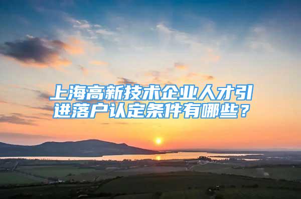 上海高新技術(shù)企業(yè)人才引進落戶認定條件有哪些？