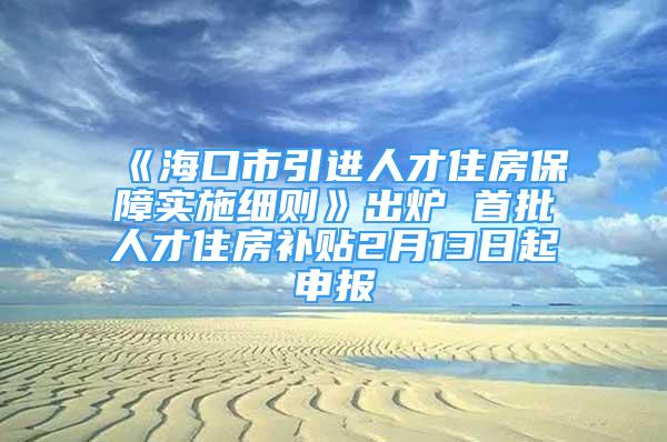 《海口市引進人才住房保障實施細則》出爐 首批人才住房補貼2月13日起申報