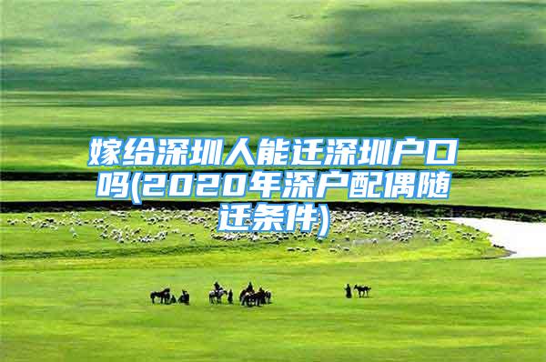 嫁給深圳人能遷深圳戶口嗎(2020年深戶配偶隨遷條件)