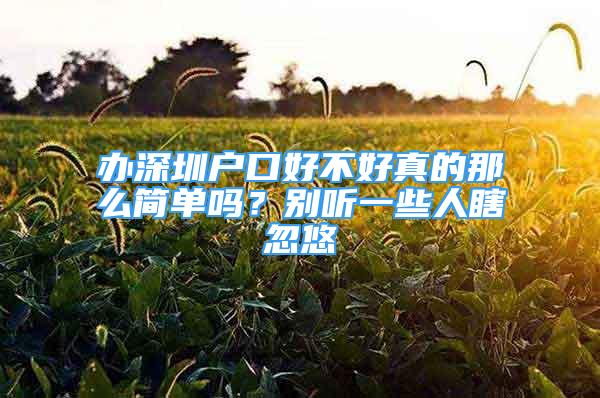 辦深圳戶口好不好真的那么簡單嗎？別聽一些人瞎忽悠