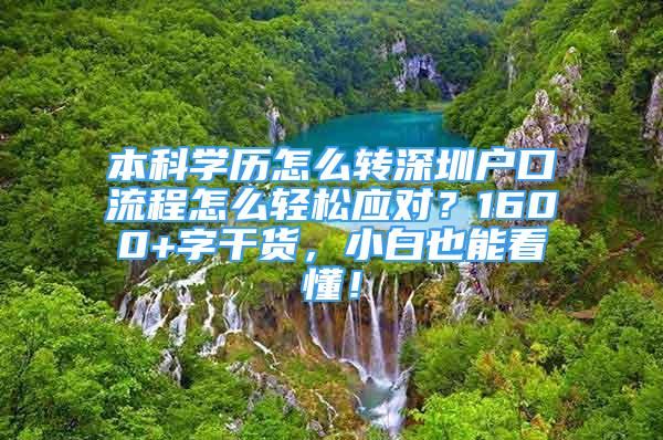 本科學(xué)歷怎么轉(zhuǎn)深圳戶口流程怎么輕松應(yīng)對？1600+字干貨，小白也能看懂！