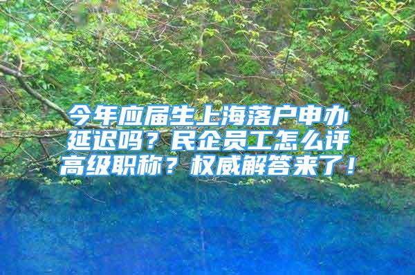 今年應(yīng)屆生上海落戶申辦延遲嗎？民企員工怎么評高級職稱？權(quán)威解答來了！