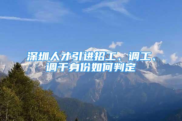 深圳人才引進(jìn)招工、調(diào)工、調(diào)干身份如何判定