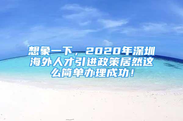 想象一下，2020年深圳海外人才引進政策居然這么簡單辦理成功！