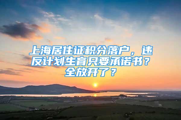 上海居住證積分落戶，違反計(jì)劃生育只要承諾書(shū)？全放開(kāi)了？