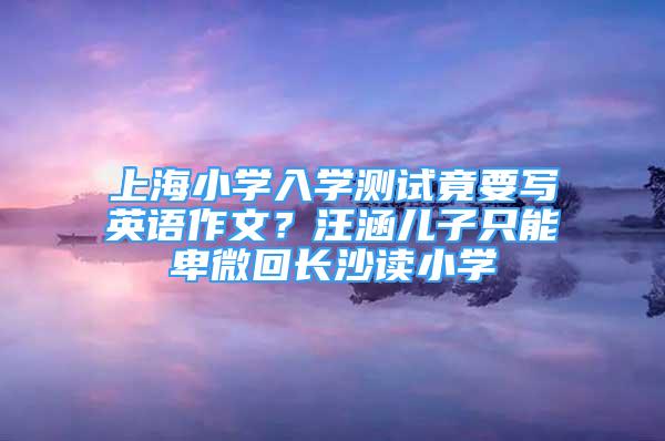 上海小學(xué)入學(xué)測試竟要寫英語作文？汪涵兒子只能卑微回長沙讀小學(xué)