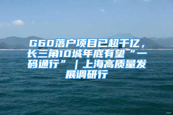 G60落戶項(xiàng)目已超千億，長三角10城年底有望“一碼通行”｜上海高質(zhì)量發(fā)展調(diào)研行