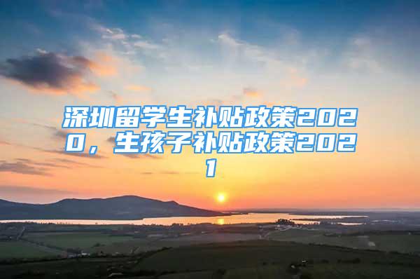 深圳留學(xué)生補貼政策2020，生孩子補貼政策2021