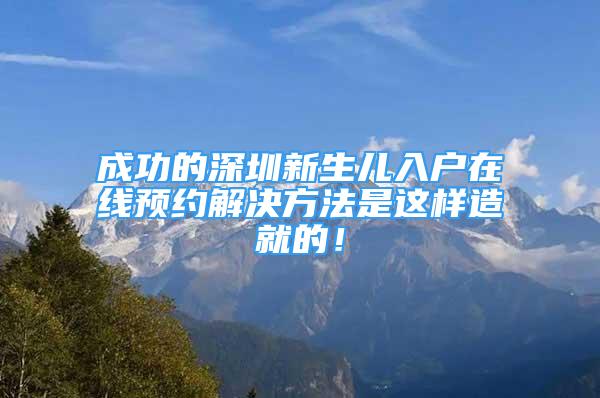 成功的深圳新生兒入戶在線預約解決方法是這樣造就的！