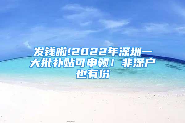 發(fā)錢啦!2022年深圳一大批補(bǔ)貼可申領(lǐng)！非深戶也有份