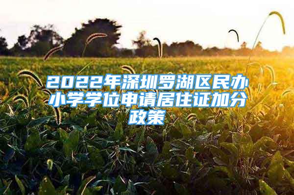 2022年深圳羅湖區(qū)民辦小學(xué)學(xué)位申請居住證加分政策