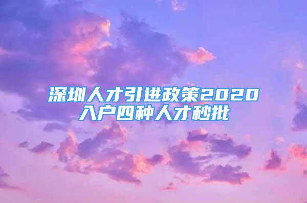 深圳人才引進(jìn)政策2020入戶四種人才秒批