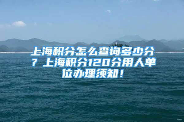 上海積分怎么查詢多少分？上海積分120分用人單位辦理須知！