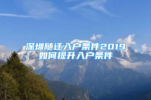 深圳隨遷入戶條件2019如何提升入戶條件