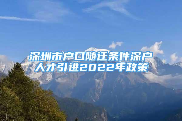 深圳市戶口隨遷條件深戶人才引進(jìn)2022年政策