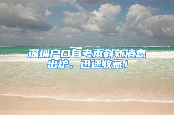 深圳戶口自考本科新消息出爐，迅速收藏！