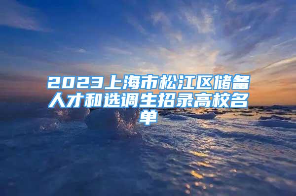 2023上海市松江區(qū)儲備人才和選調(diào)生招錄高校名單