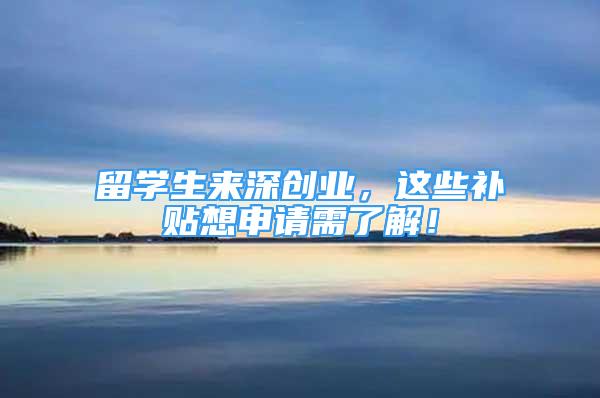 留學(xué)生來(lái)深創(chuàng)業(yè)，這些補(bǔ)貼想申請(qǐng)需了解！