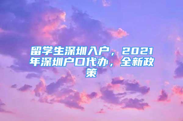 留學(xué)生深圳入戶，2021年深圳戶口代辦，全新政策