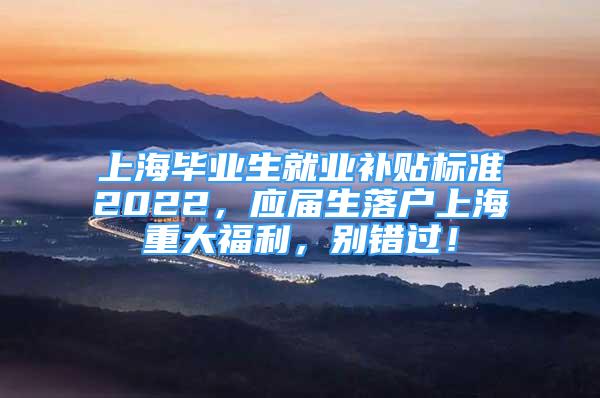 上海畢業(yè)生就業(yè)補(bǔ)貼標(biāo)準(zhǔn)2022，應(yīng)屆生落戶上海重大福利，別錯(cuò)過(guò)！