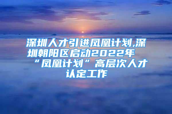 深圳人才引進(jìn)鳳凰計劃,深圳朝陽區(qū)啟動2022年“鳳凰計劃”高層次人才認(rèn)定工作