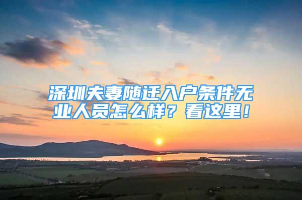 深圳夫妻隨遷入戶條件無業(yè)人員怎么樣？看這里！