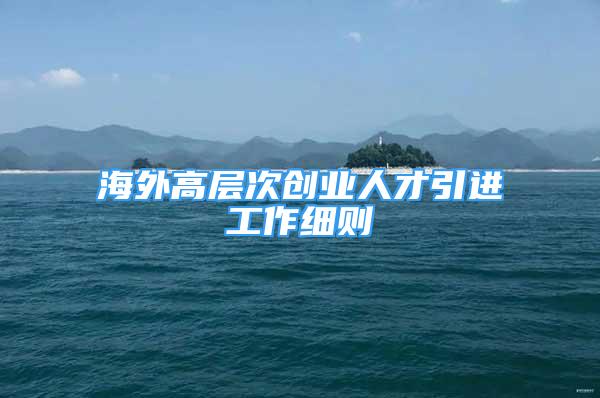 海外高層次創(chuàng)業(yè)人才引進(jìn)工作細(xì)則