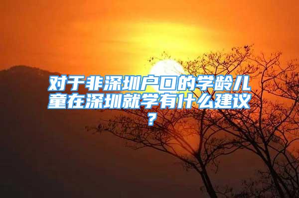 對(duì)于非深圳戶口的學(xué)齡兒童在深圳就學(xué)有什么建議？