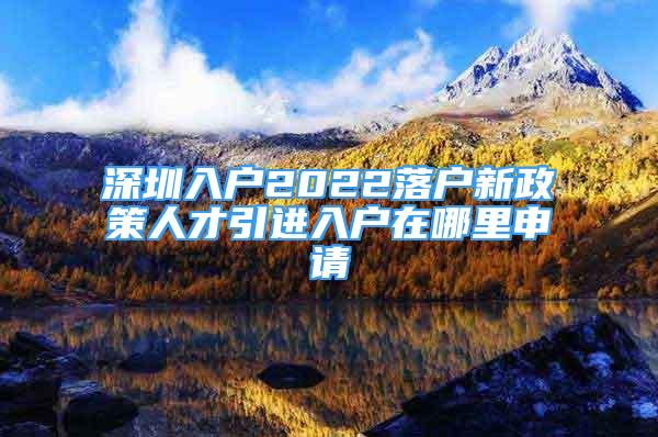 深圳入戶2022落戶新政策人才引進(jìn)入戶在哪里申請