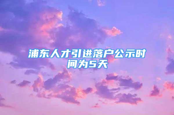 浦東人才引進(jìn)落戶公示時間為5天