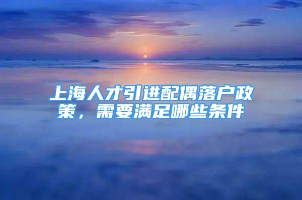 上海人才引進(jìn)配偶落戶政策，需要滿足哪些條件