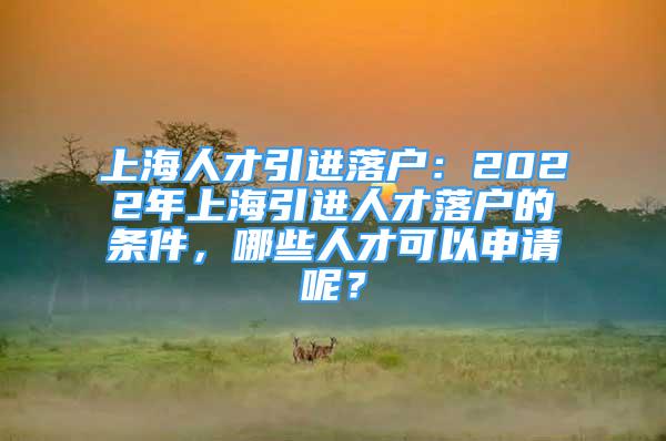 上海人才引進(jìn)落戶：2022年上海引進(jìn)人才落戶的條件，哪些人才可以申請呢？